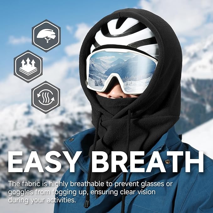 Winter Polar Fleece Hood Ski Mask for Men Women
