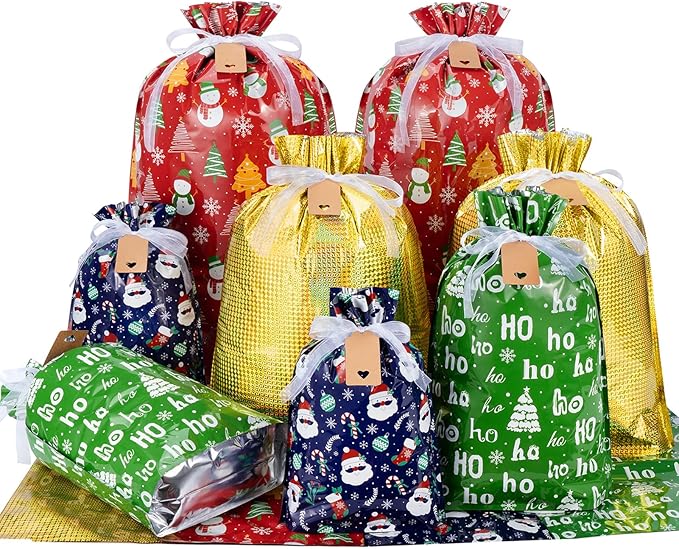 Asoulin Christmas Drawstring Gift Bags