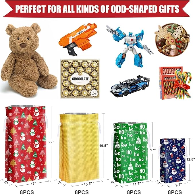 Asoulin Christmas Drawstring Gift Bags